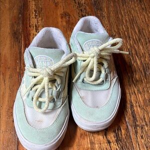 Vans Green and Cream Canvas Sneakers Classic Low-Top
